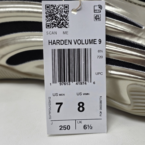 Adidas Harden Volume 9 Cyber Metallic Black Basketball JR2506 Mens Size 7 New main image 11